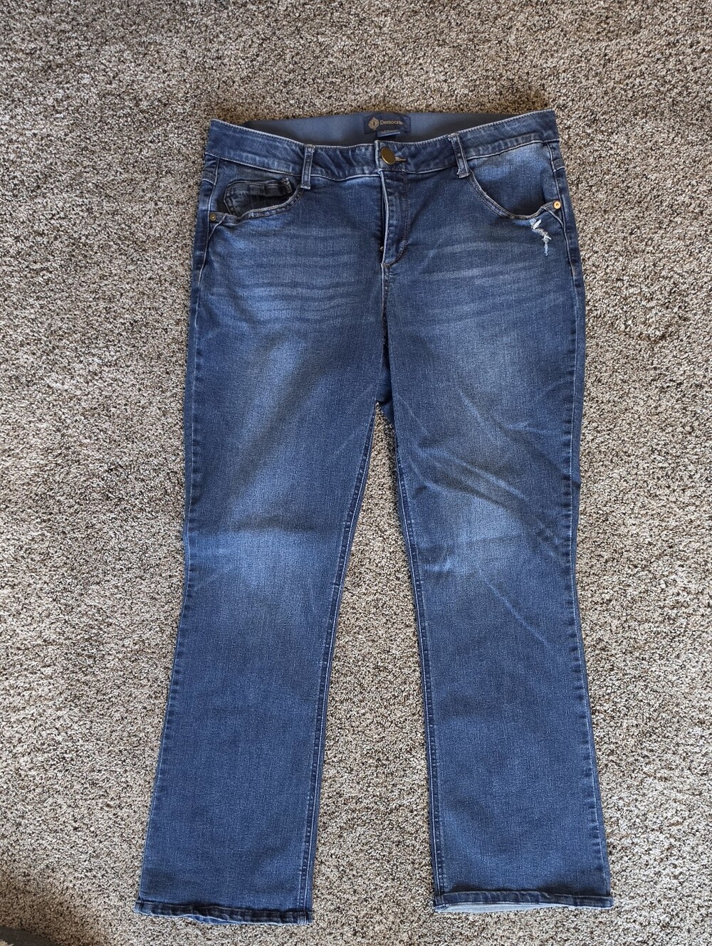 Democracy Women's Dark Blue Boot-Cut Stretch Jeans, size 16W